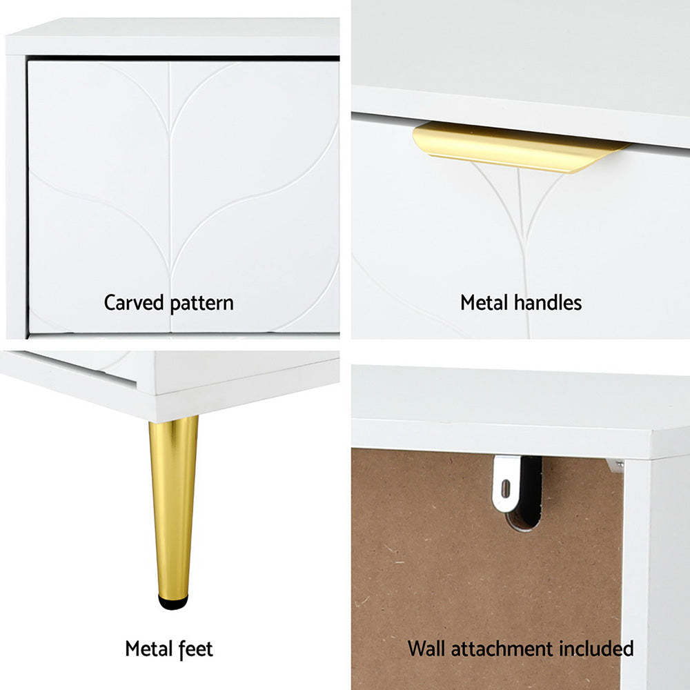 3 Chest of Drawers Lowboy Cabinet - White