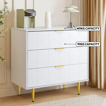 3 Chest of Drawers Lowboy Cabinet - White