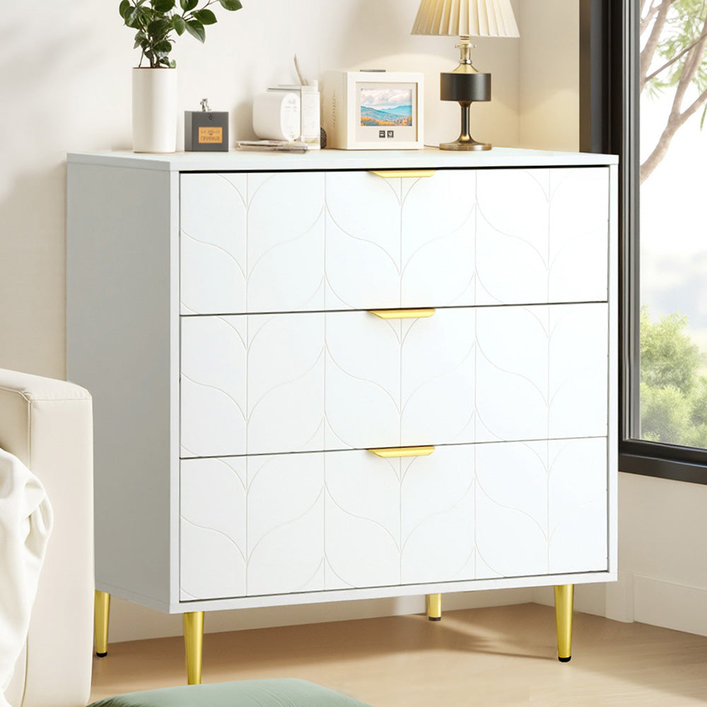 3 Chest of Drawers Lowboy Cabinet - White