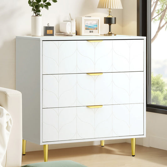 3 Chest of Drawers Lowboy Cabinet - White