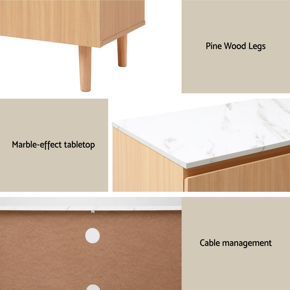 TV Cabinet Entertainment Unit Stand 180CM - Pine White