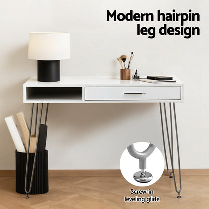 Computer Desk Drawer Cabinet Home Office Workstation 100cm - White