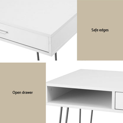 Computer Desk Drawer Cabinet Home Office Workstation 100cm - White