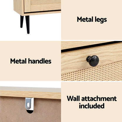 Shoe Rack Cabinet 3 Flip-out Drawers - Pine