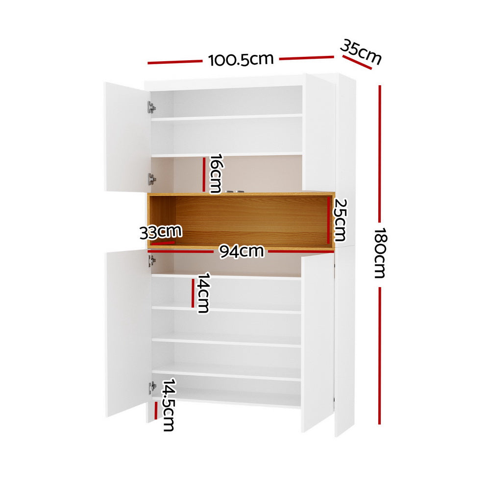 Shoe Rack Storage Cabinet 9 Tiers - White