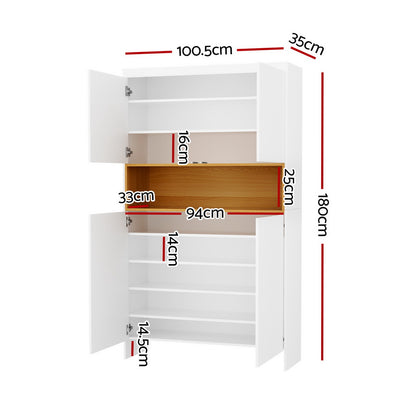 Shoe Rack Storage Cabinet 9 Tiers - White
