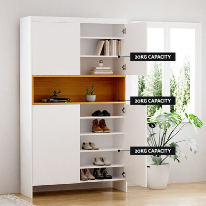 Shoe Rack Storage Cabinet 9 Tiers - White