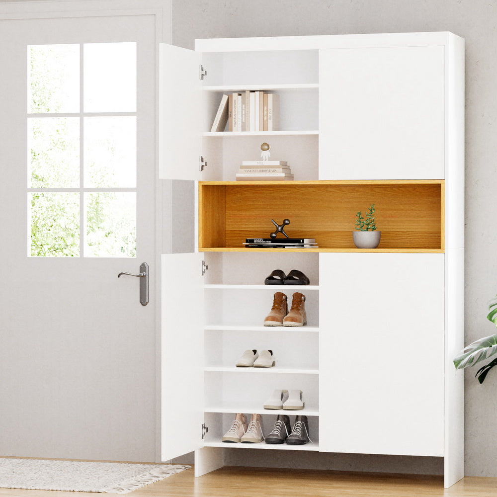 Shoe Rack Storage Cabinet 9 Tiers - White