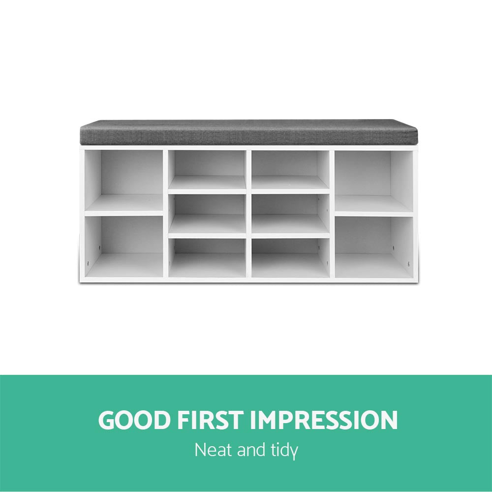 Boa Shoe Rack Storage Cabinet Bench - White