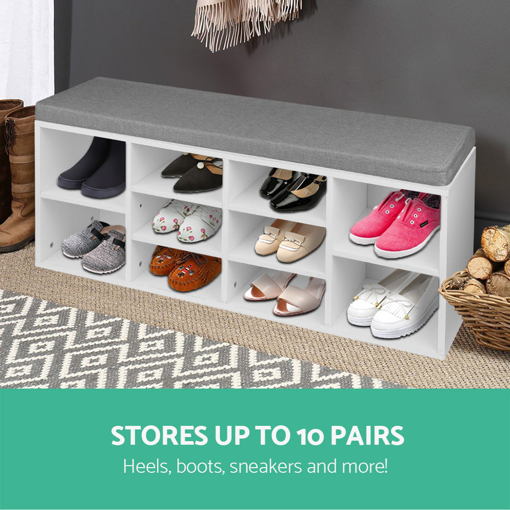 Boa Shoe Rack Storage Cabinet Bench - White