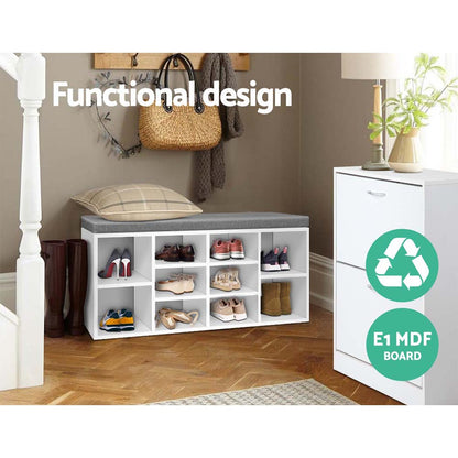 Boa Shoe Rack Storage Cabinet Bench - White