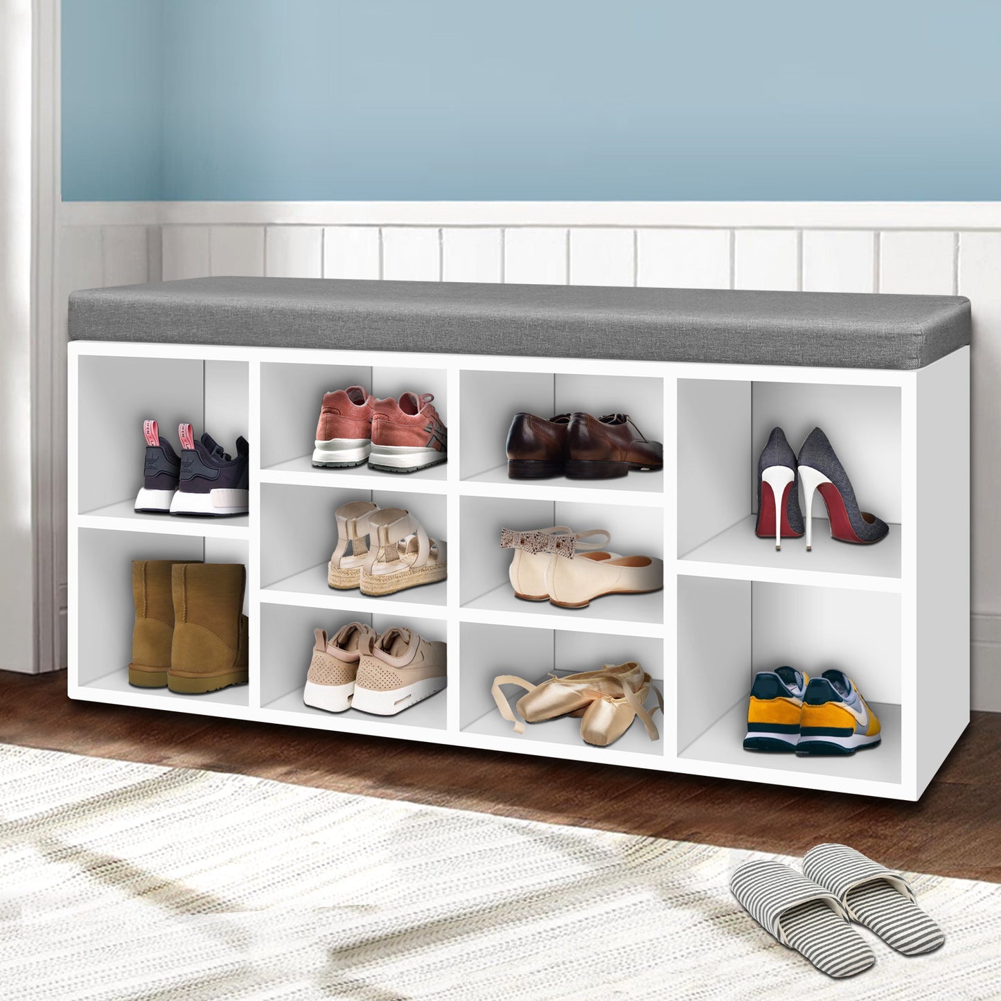 Boa Shoe Rack Storage Cabinet Bench - White