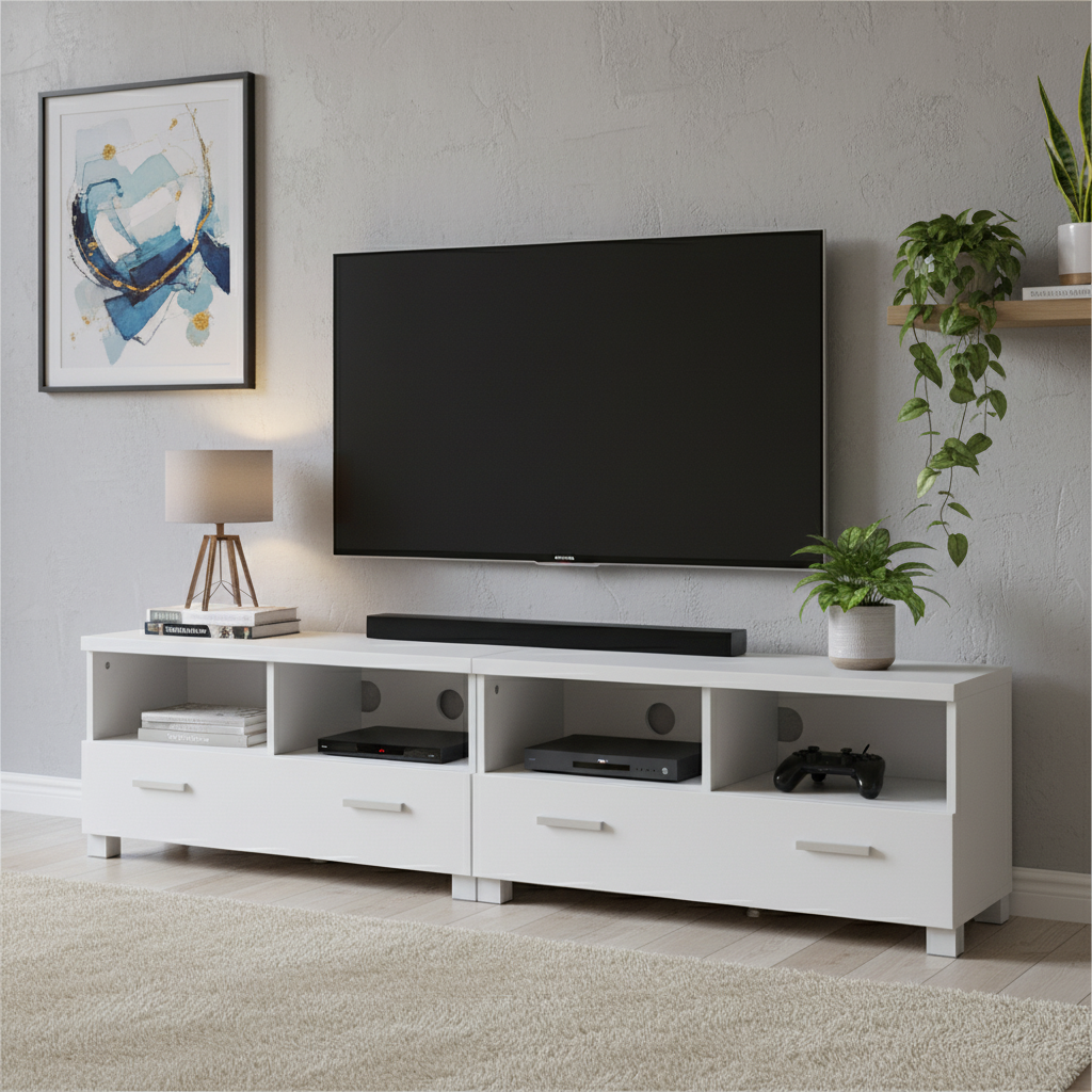 Eddie TV Cabinet Entertainment Unit 180cm - White