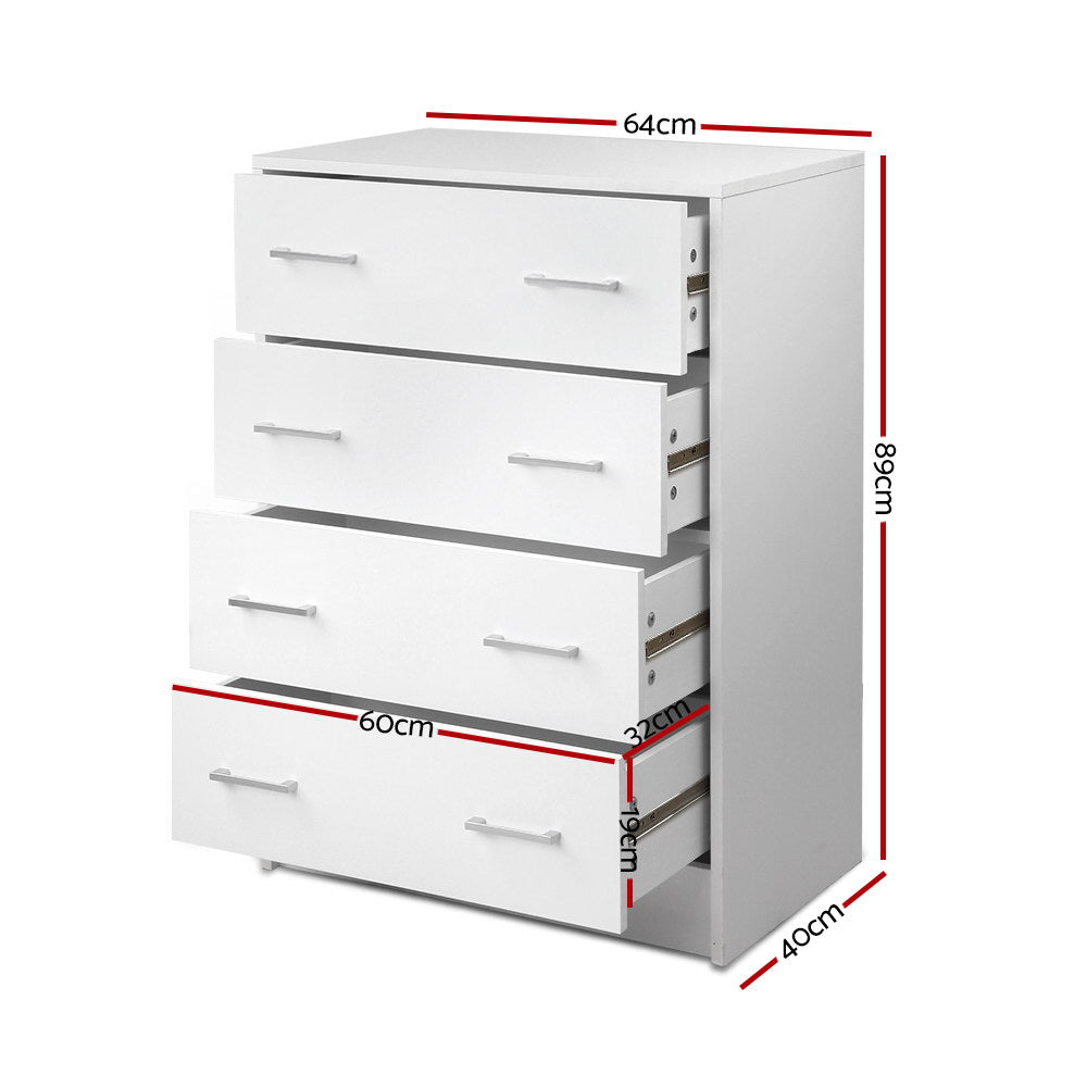 Andes 4 Chest of Drawers - White
