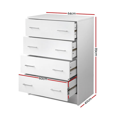 Andes 4 Chest of Drawers - White