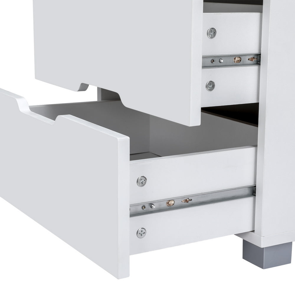 Adad LED Smart Bedside Table 3 Drawers with Wireless Charging Ports - White