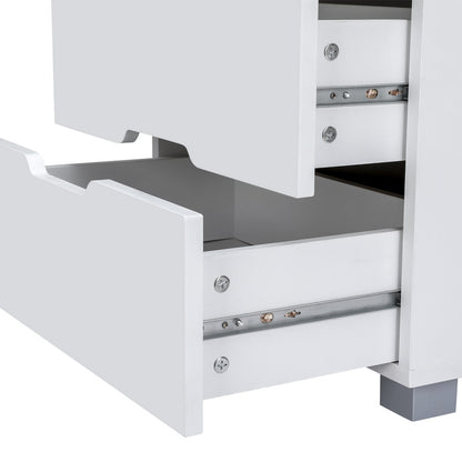 Adad LED Smart Bedside Table 3 Drawers with Wireless Charging Ports - White