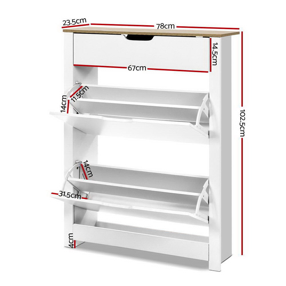 Ana Shoe Rack Cabinet 16 Pairs - White