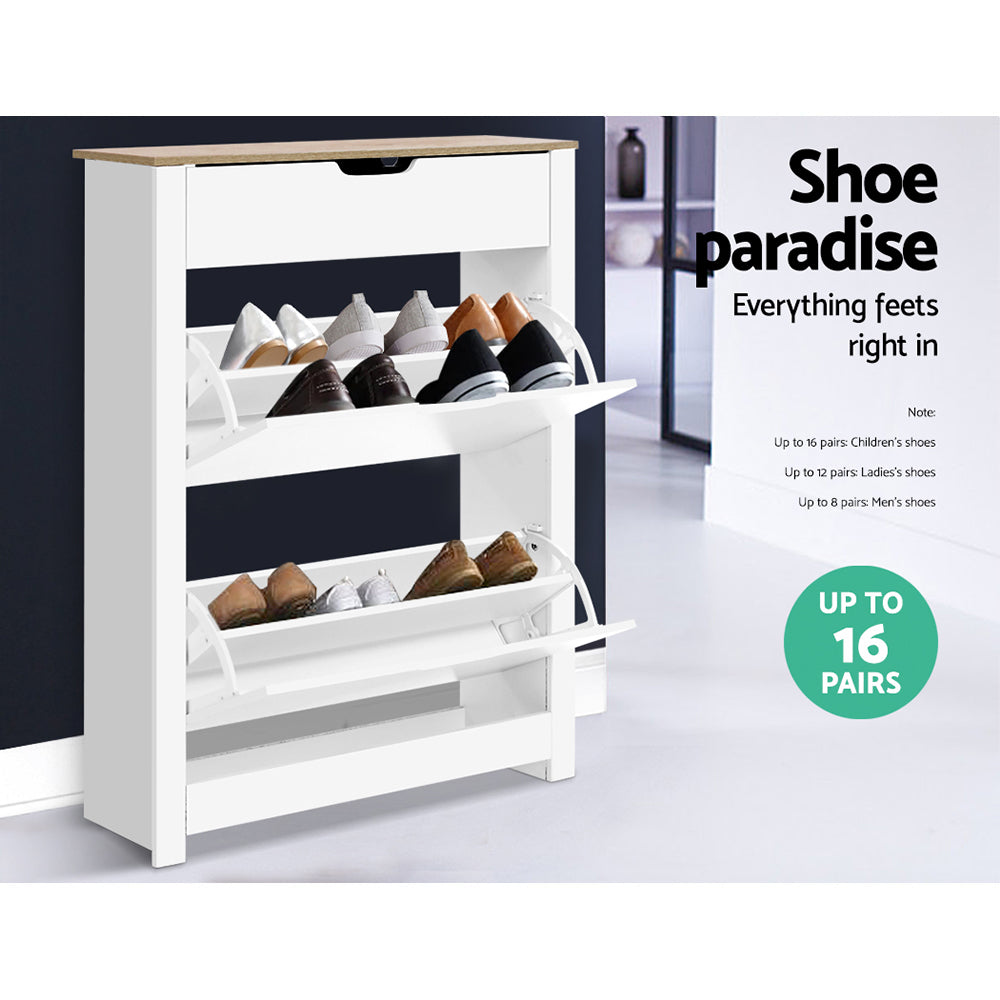 Ana Shoe Rack Cabinet 16 Pairs - White