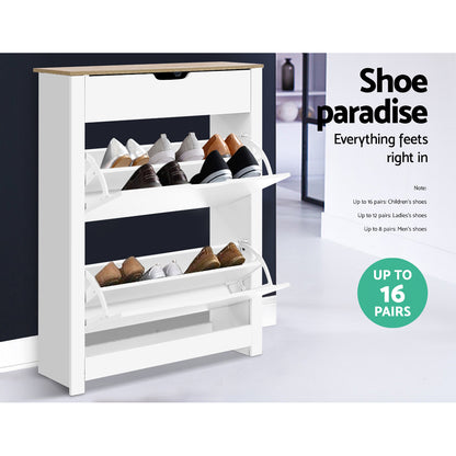 Ana Shoe Rack Cabinet 16 Pairs - White