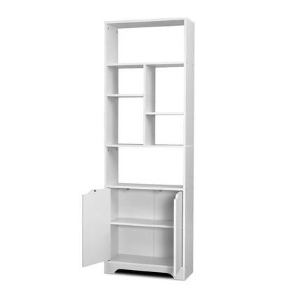 Gina Bookshelf with Cabinet - White