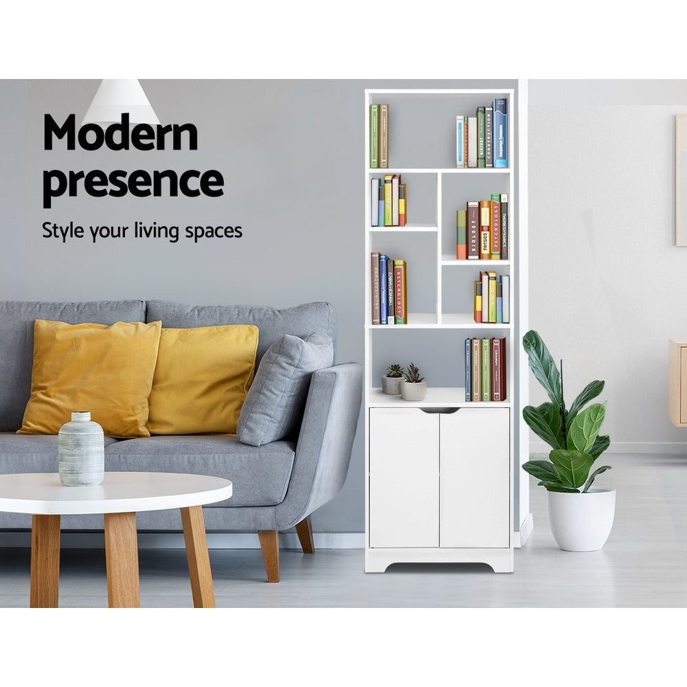 Gina Bookshelf with Cabinet - White