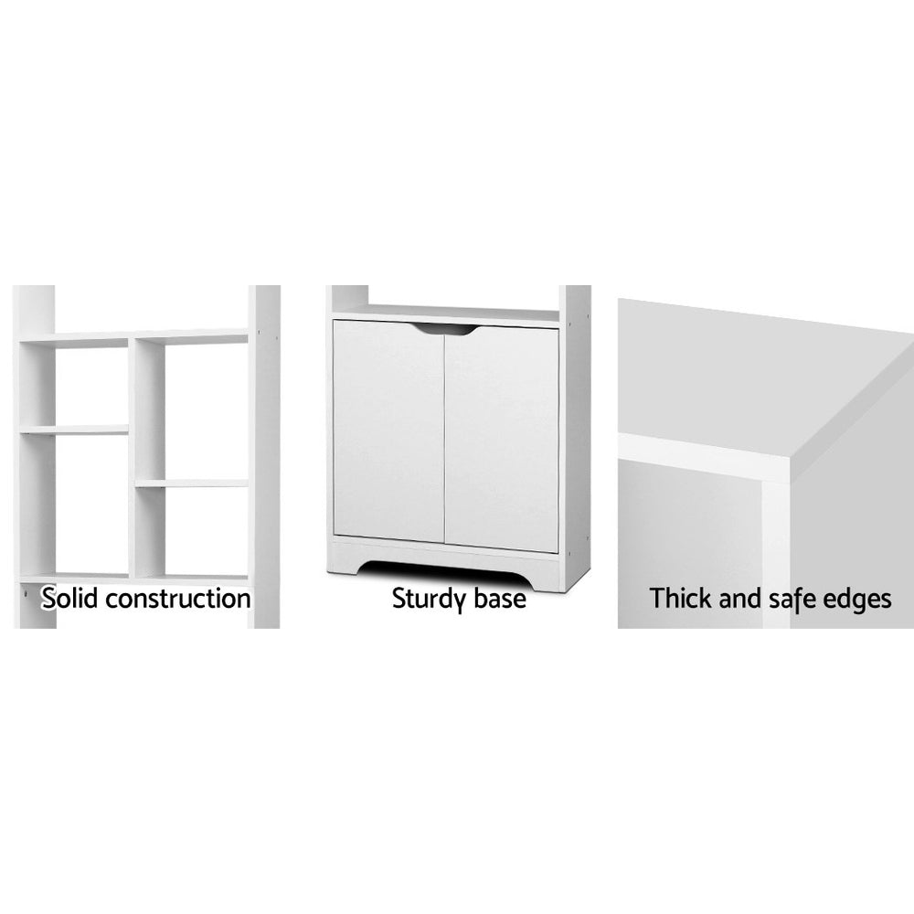 Gina Bookshelf with Cabinet - White