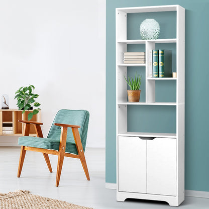 Gina Bookshelf with Cabinet - White