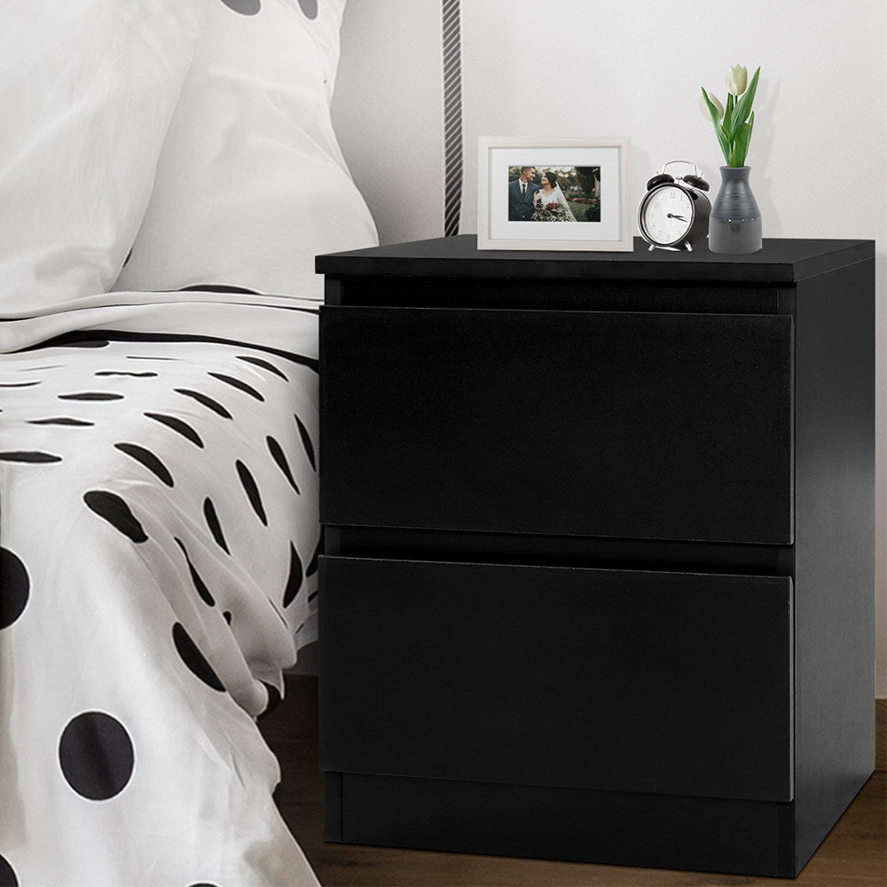 Pepe Bedside Table 2 Drawers - Black