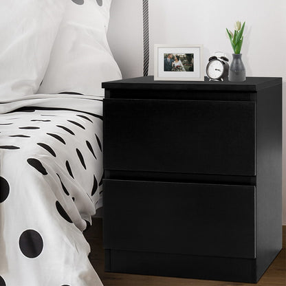 Pepe Bedside Table 2 Drawers - Black