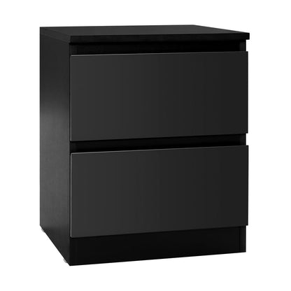 Pepe Bedside Table 2 Drawers - Black