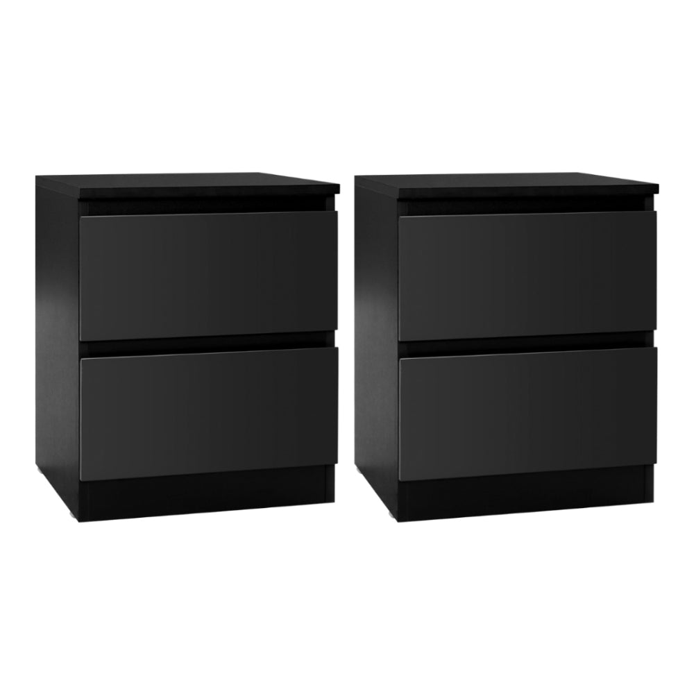 Set of 2 Pepe Bedside Table 2 Drawers - Black