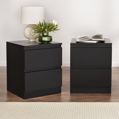 Set of 2 Pepe Bedside Table 2 Drawers - Black