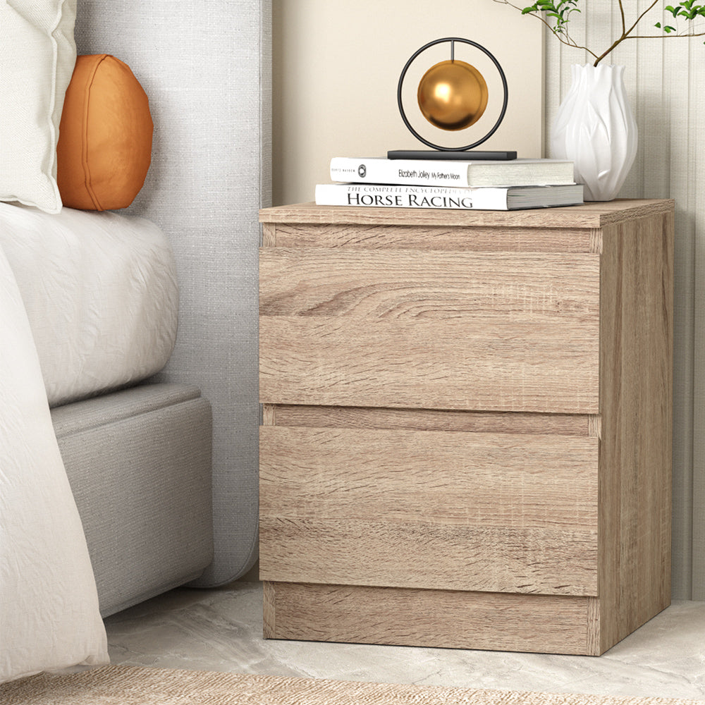 Pepe Bedside Table 2 Drawers - Oak