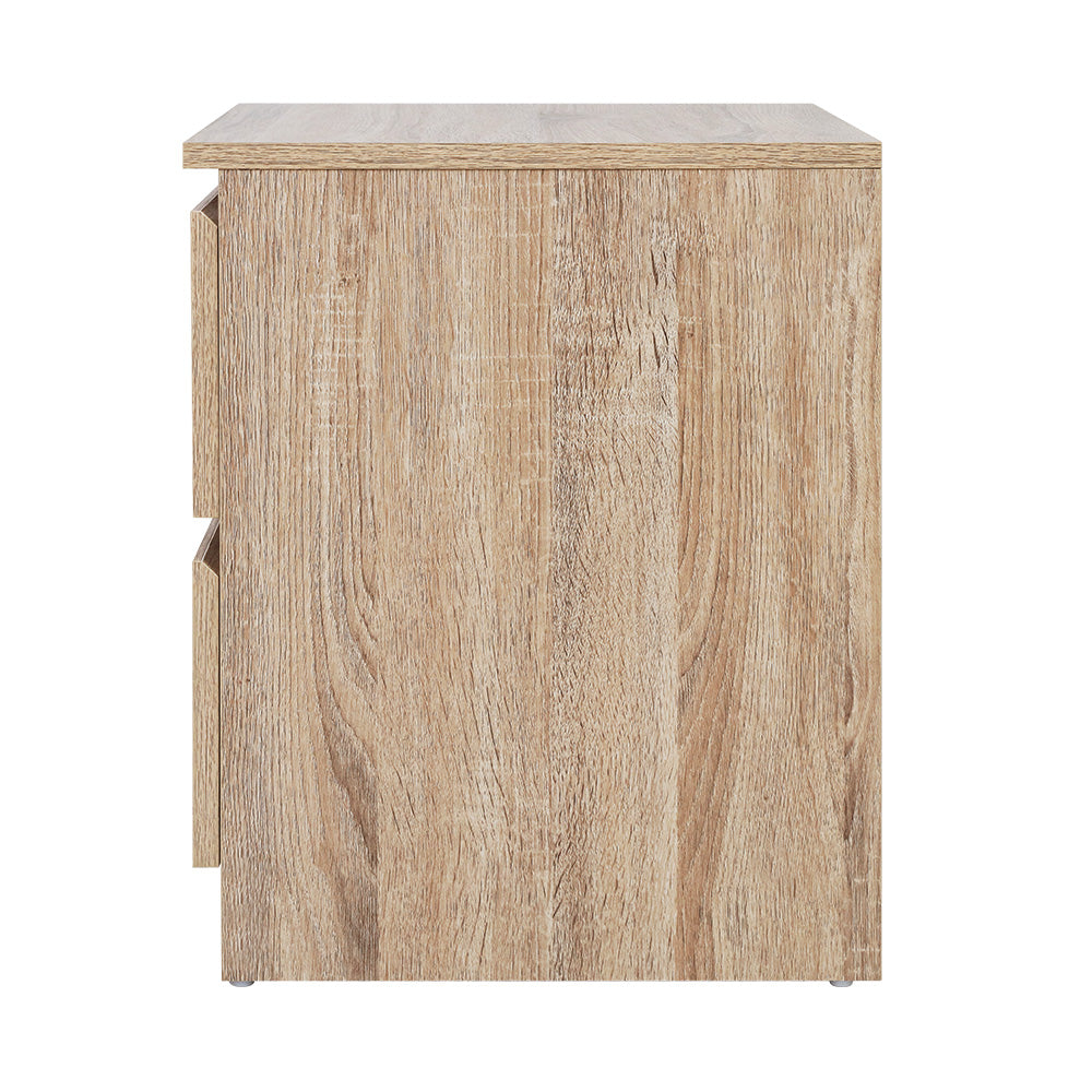 Pepe Bedside Table 2 Drawers - Oak