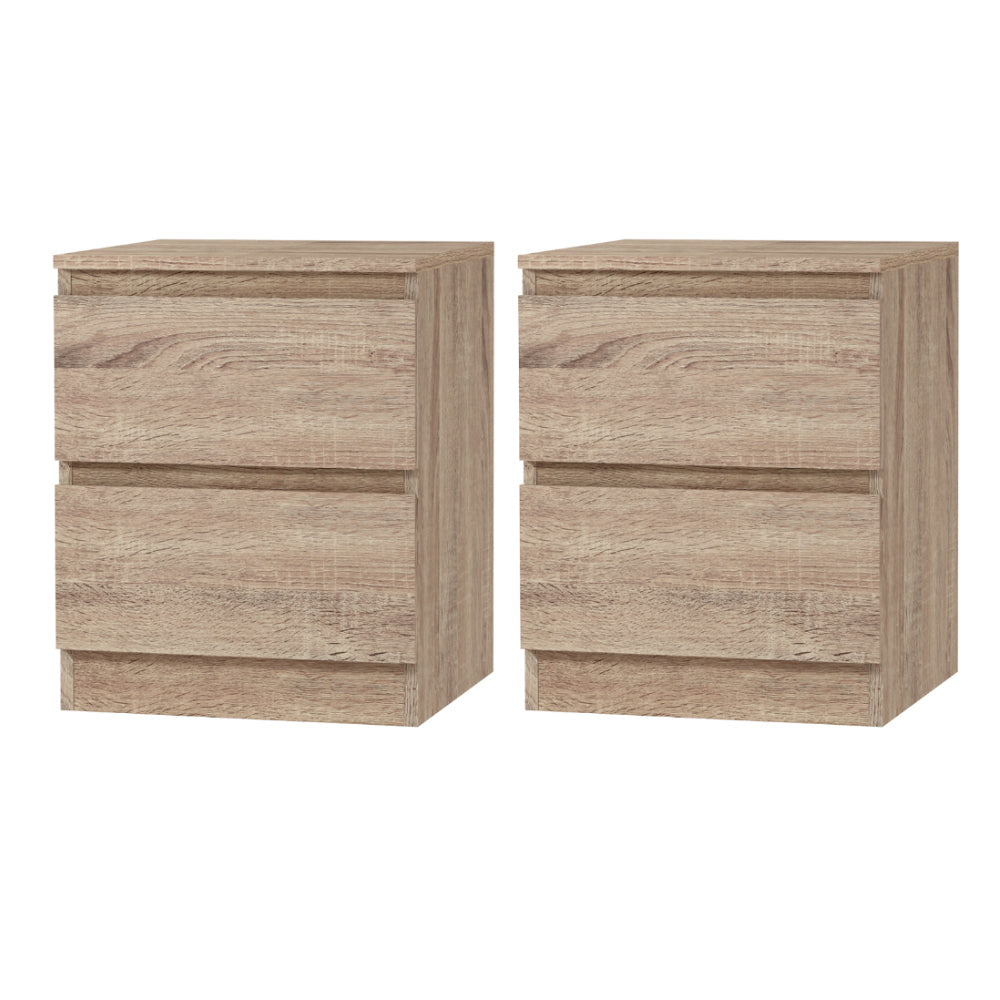 Set of 2 Pepe Bedside Table 2 Drawers - Oak
