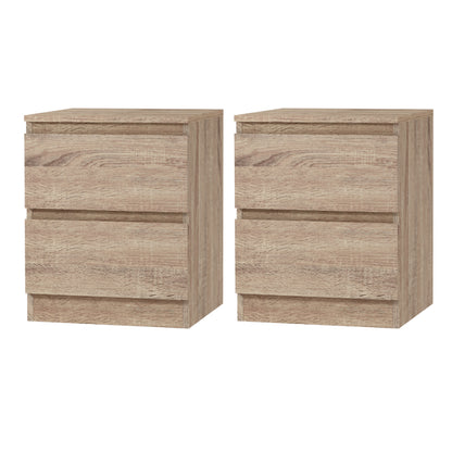 Set of 2 Pepe Bedside Table 2 Drawers - Oak