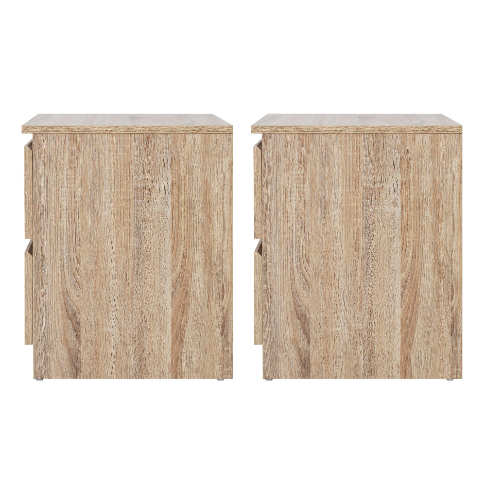 Set of 2 Pepe Bedside Table 2 Drawers - Oak