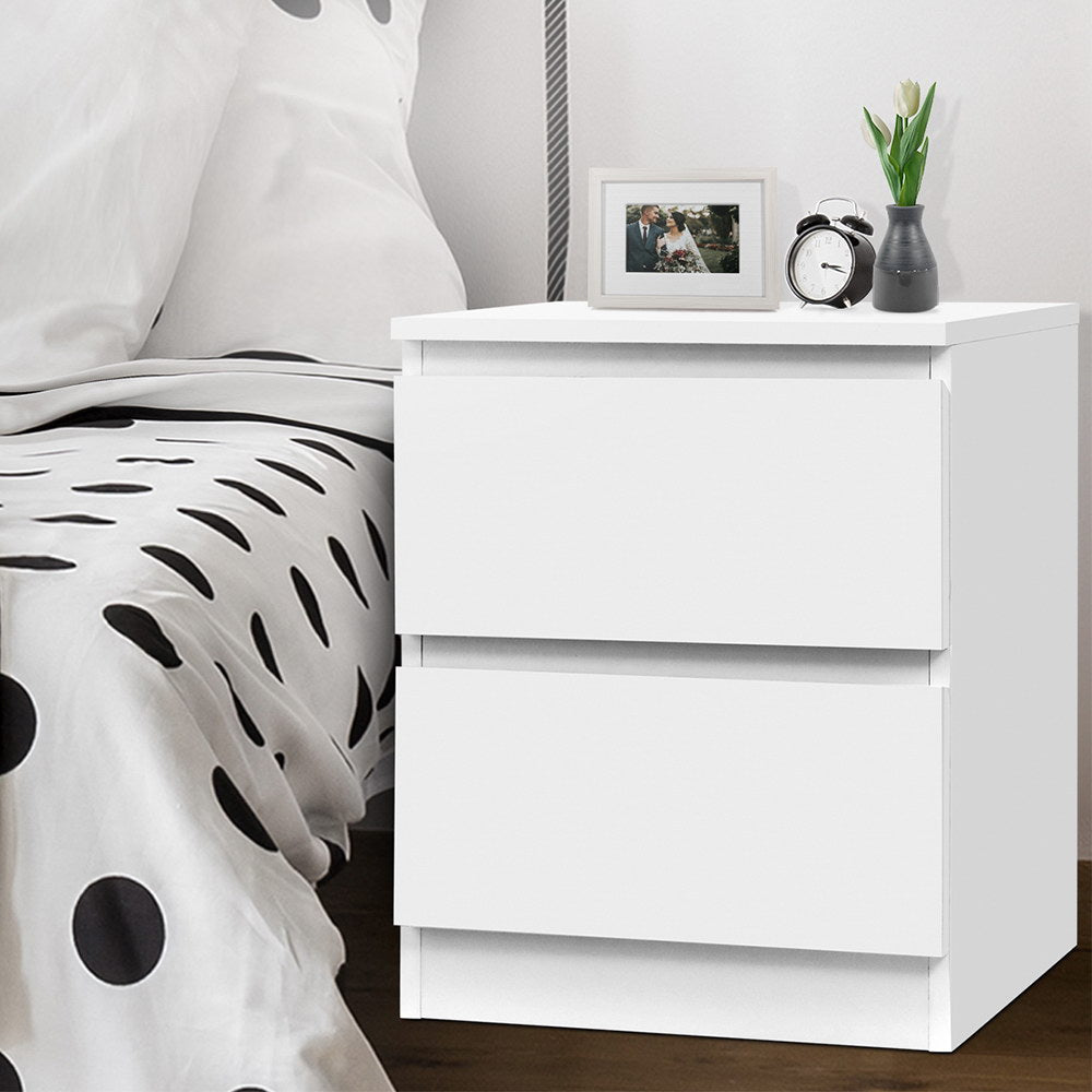 Pepe Bedside Table 2 Drawers - White