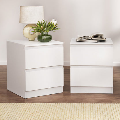Set of 2 Pepe Bedside Table 2 Drawers - White