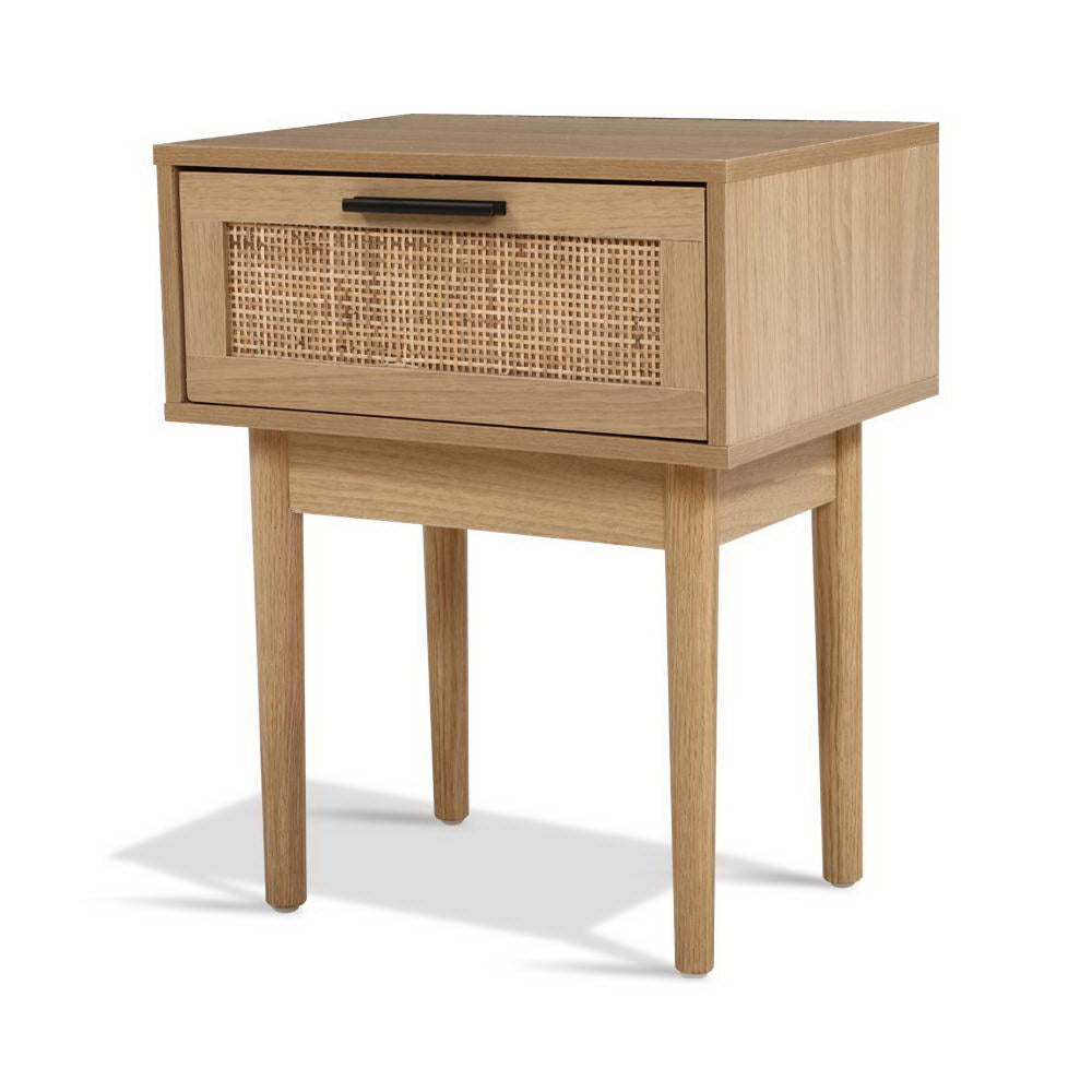 Rattan Bedside Table 1 Drawer Nightstand