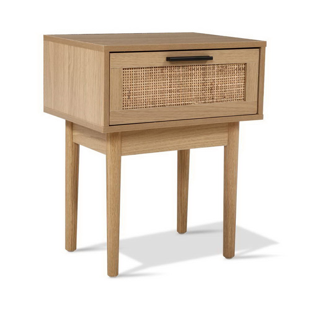 Rattan Bedside Table 1 Drawer Nightstand