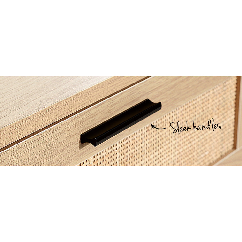 Briony Artiss 4 Chest of Drawers Rattan Tallboy - Pine