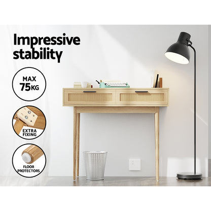 Console Table 2 Rattan Drawers