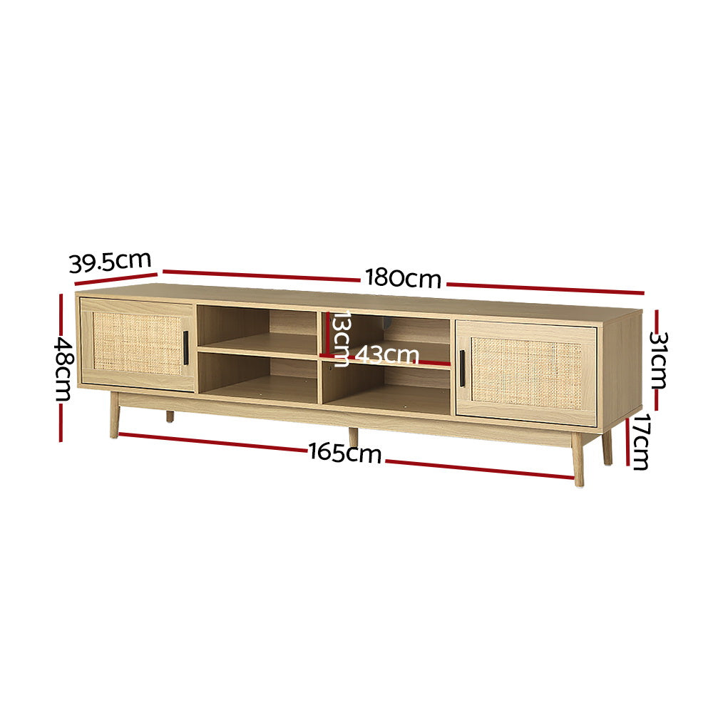 Cole TV Cabinet Entertainment Unit 180cm - Rattan