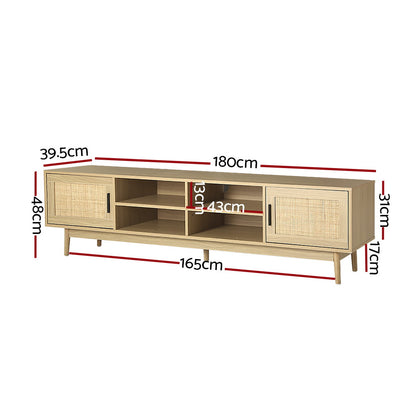 Cole TV Cabinet Entertainment Unit 180cm - Rattan