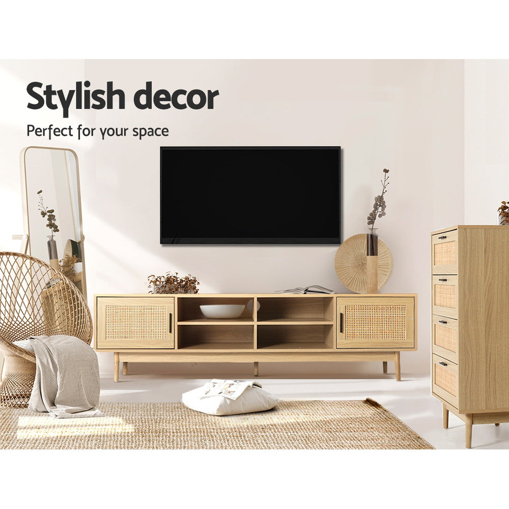 Cole TV Cabinet Entertainment Unit 180cm - Rattan