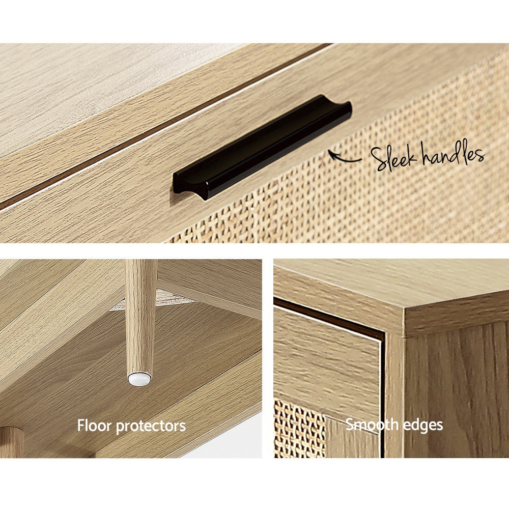 Cole TV Cabinet Entertainment Unit 180cm - Rattan