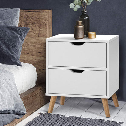 Boden Bedside Table 2 Drawers - White