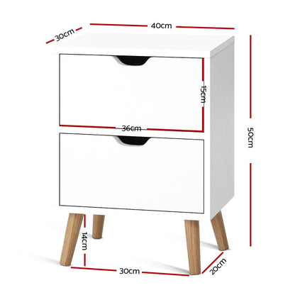 Boden Bedside Table 2 Drawers - White